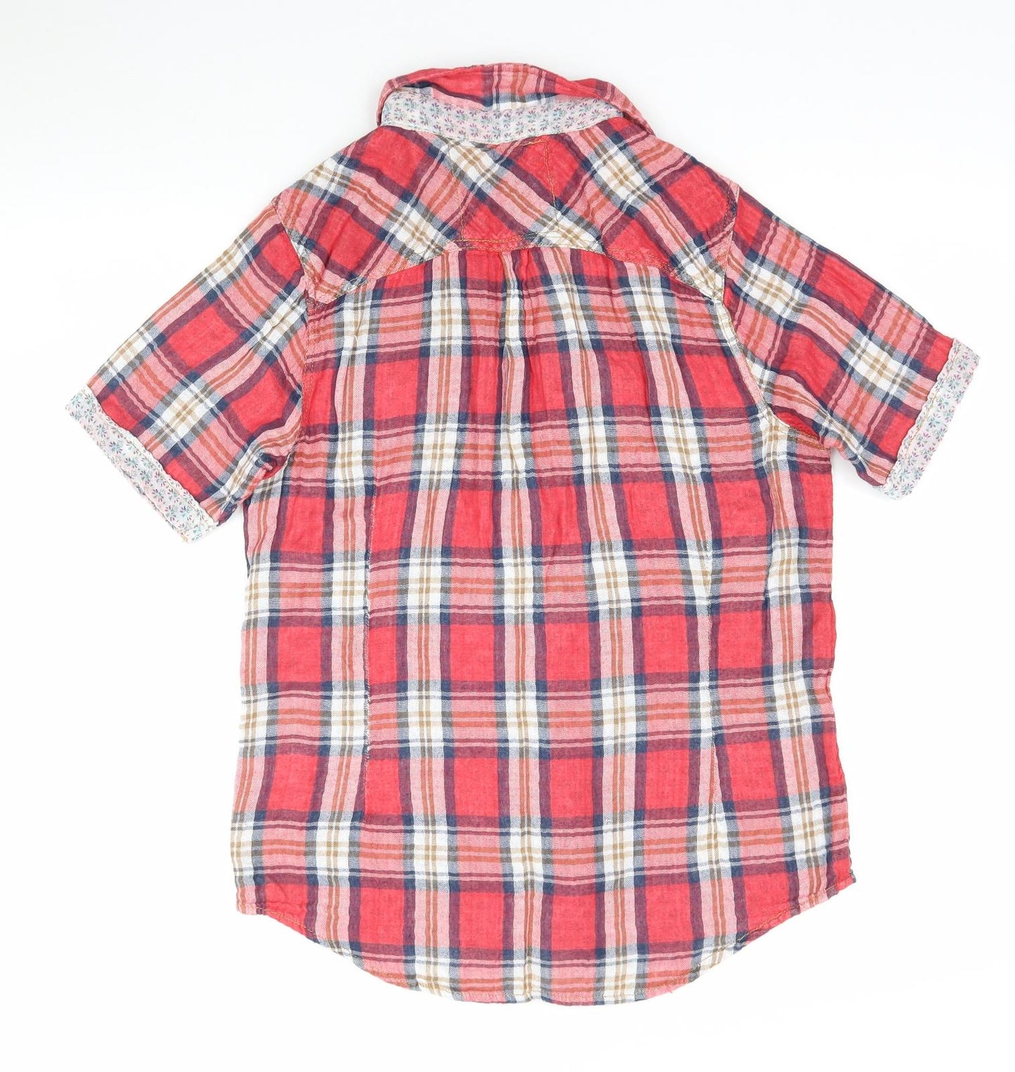 Saltrock Girls Red Plaid  Basic Blouse Size 12 Years  - Floral detail