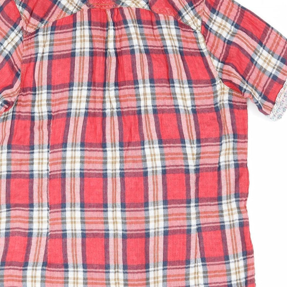 Saltrock Girls Red Plaid  Basic Blouse Size 12 Years  - Floral detail
