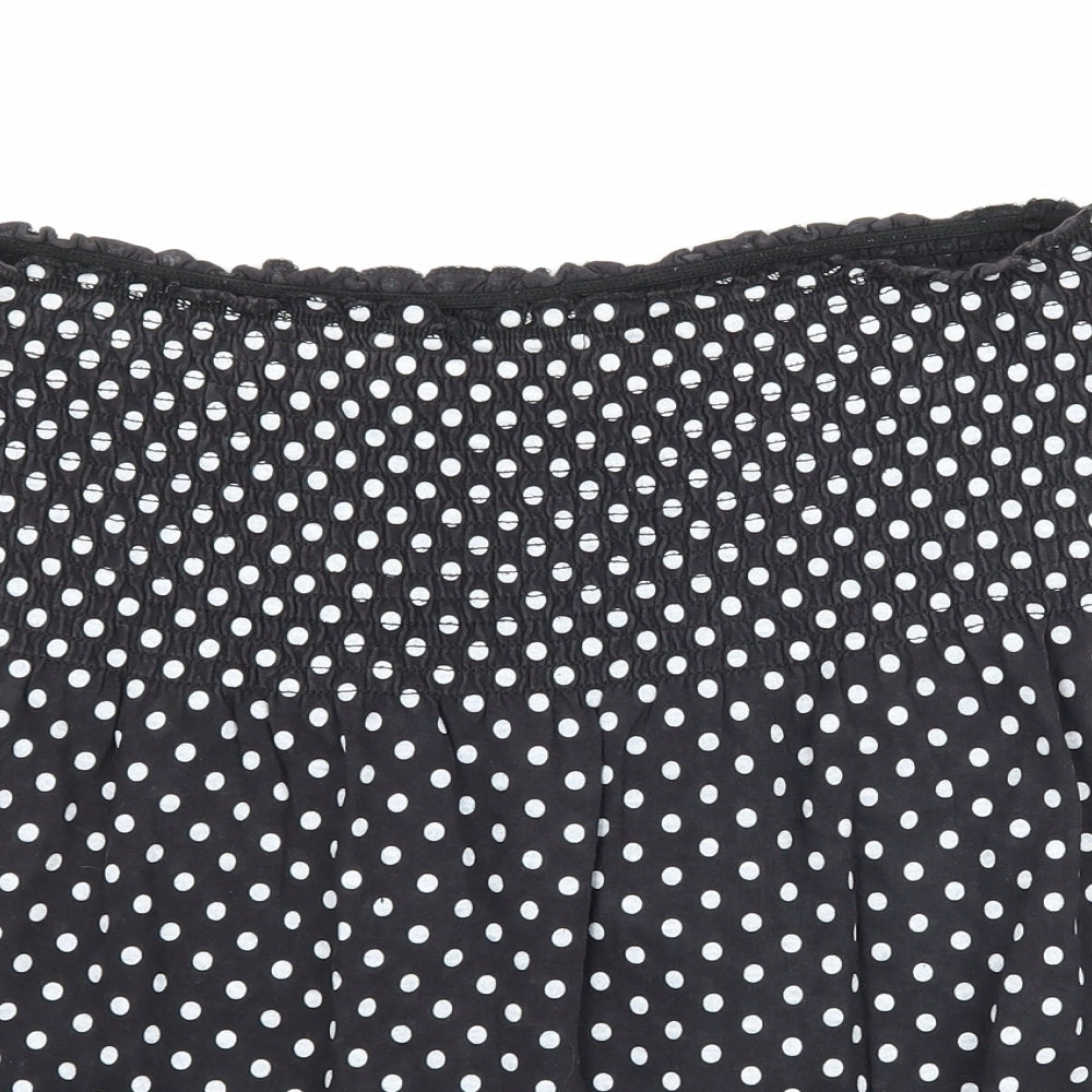 Evie Womens Black Polka Dot  A-Line Skirt Size 10