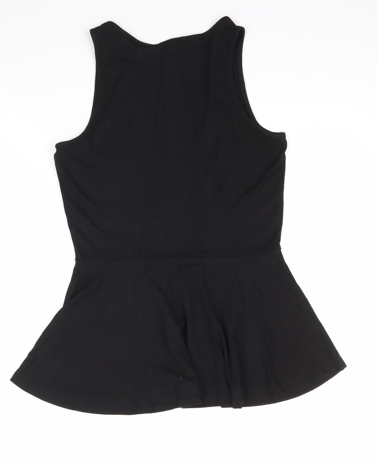 NEXT Womens Black   Basic T-Shirt Size 10  - Peplum