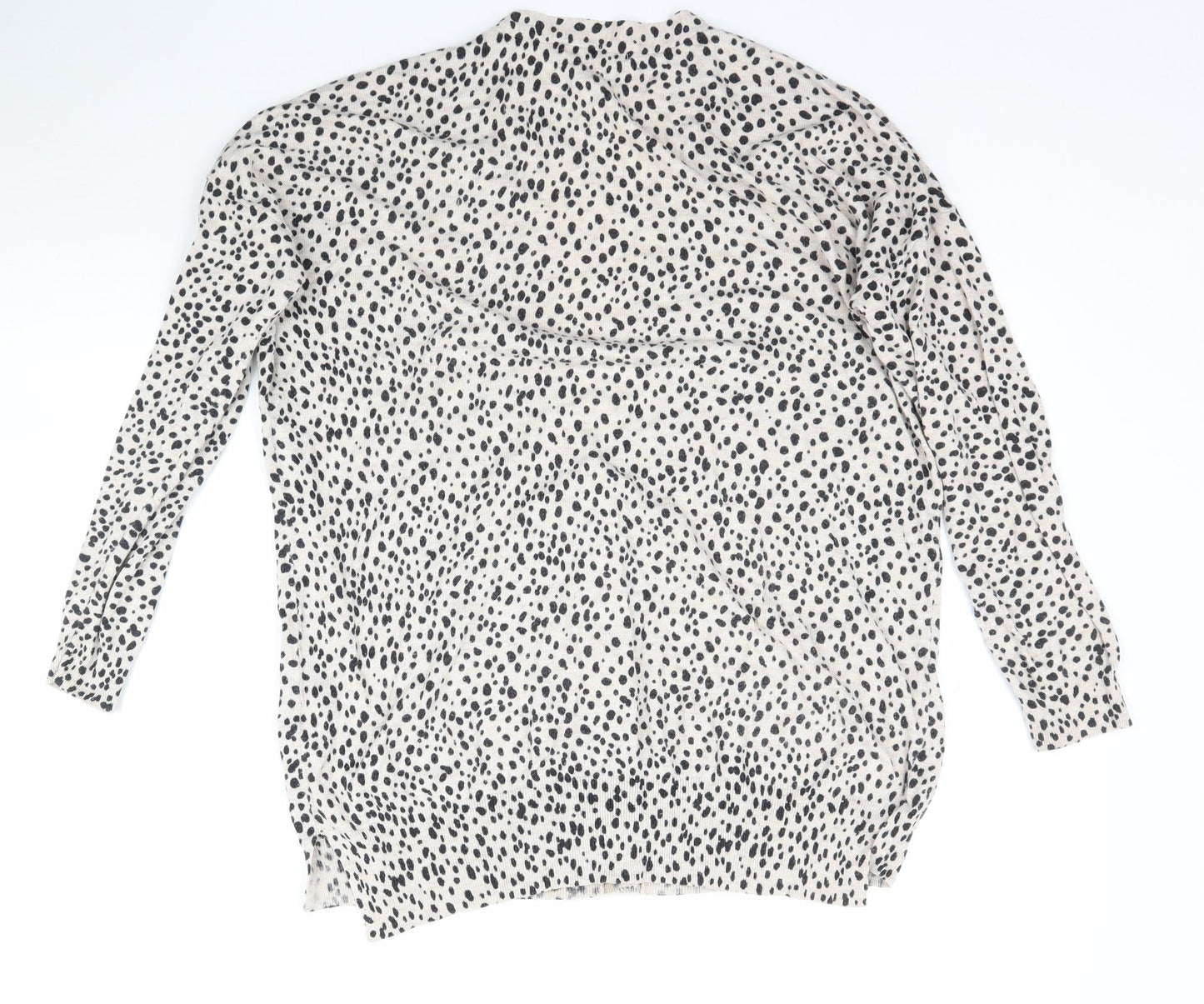 George Womens Beige Polka Dot Knit Cardigan Jumper Size 16