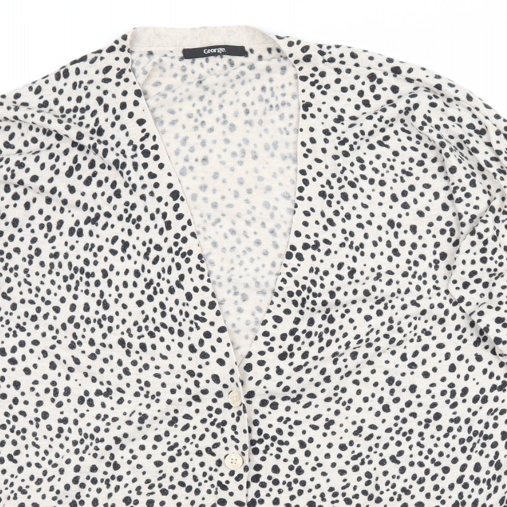 George Womens Beige Polka Dot Knit Cardigan Jumper Size 16