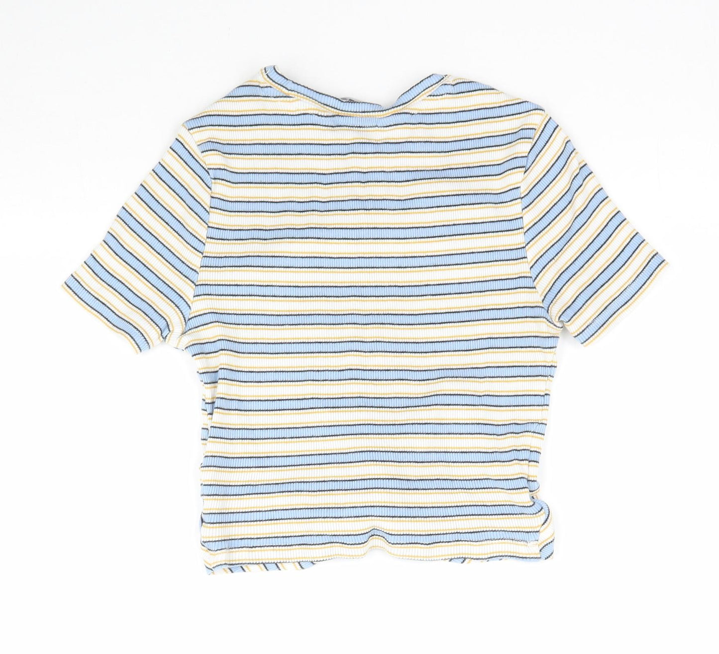 New Look Girls Multicoloured Striped  Cropped T-Shirt Size 10-11 Years  - Knot Detail