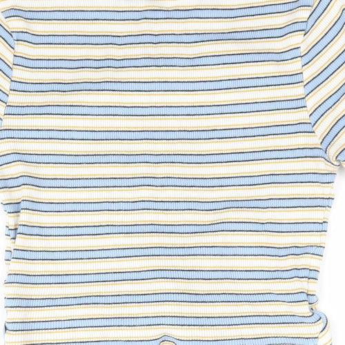 New Look Girls Multicoloured Striped  Cropped T-Shirt Size 10-11 Years  - Knot Detail