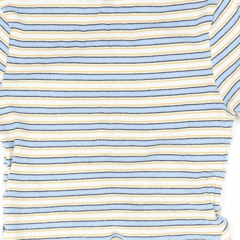 New Look Girls Multicoloured Striped  Cropped T-Shirt Size 10-11 Years  - Knot Detail