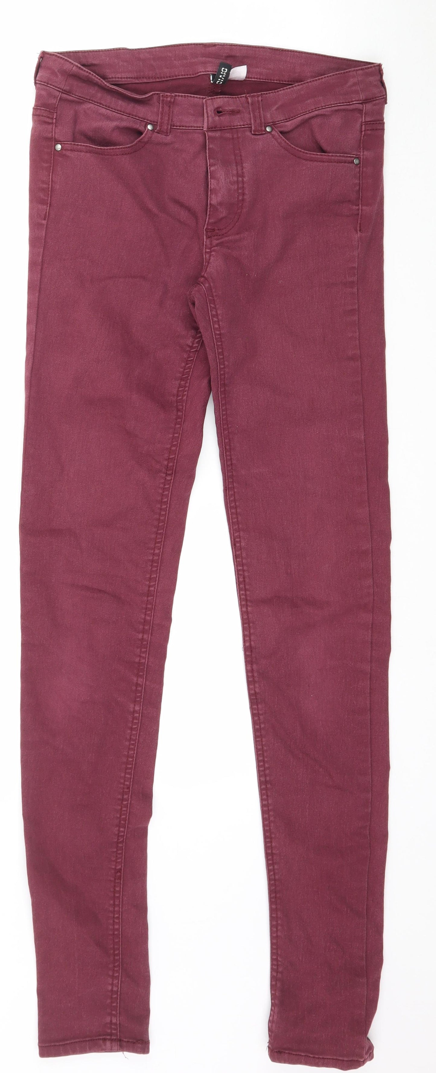 H&M Womens Red  Denim Skinny Jeans Size 10 L32 in