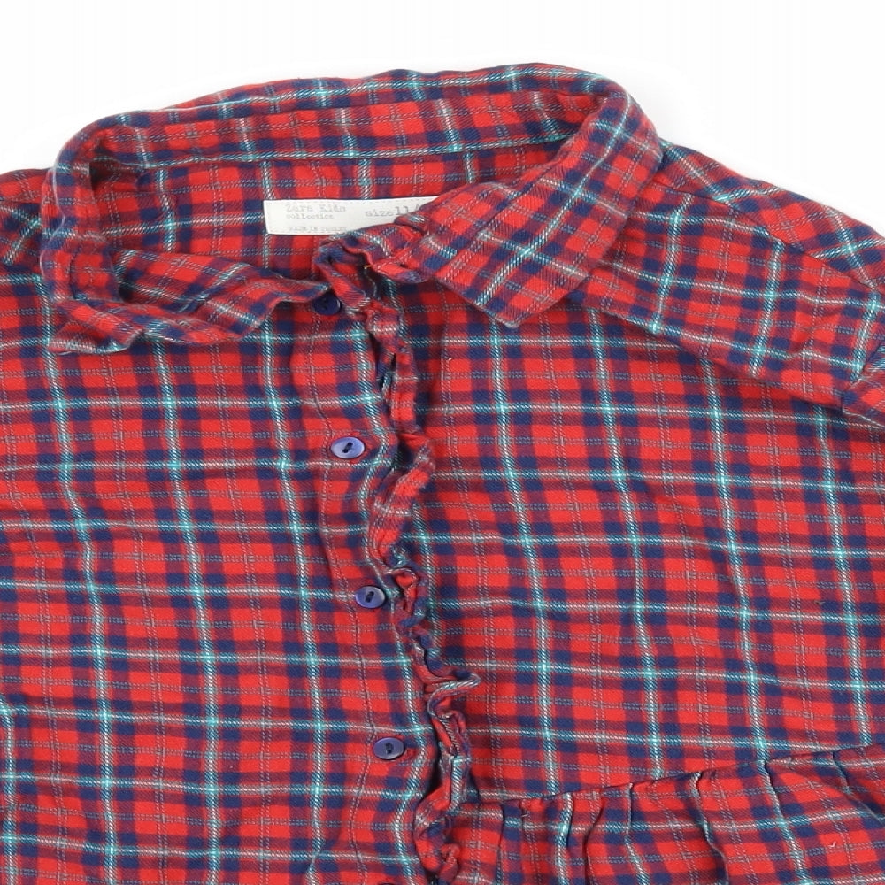 Zara kids Girls Multicoloured Plaid  Basic Button-Up Size 11-12 Years