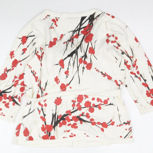 Minuet Womens Ivory Floral Knit Cape Jumper Size 12