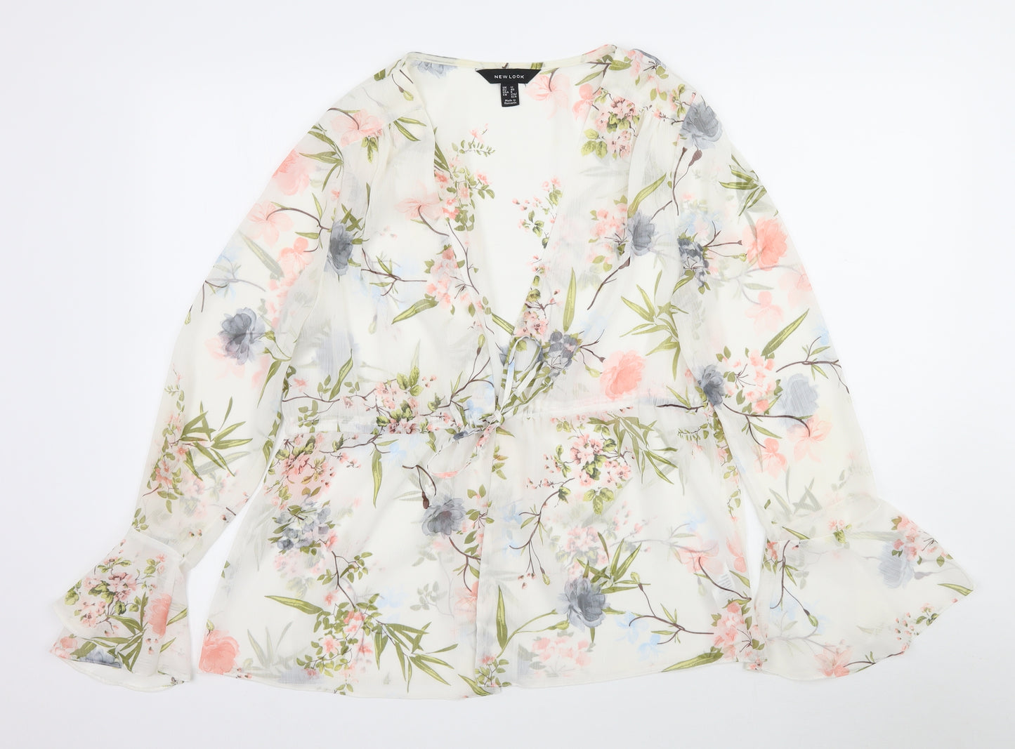 New Look Womens Ivory Floral  Basic Blouse Size 12