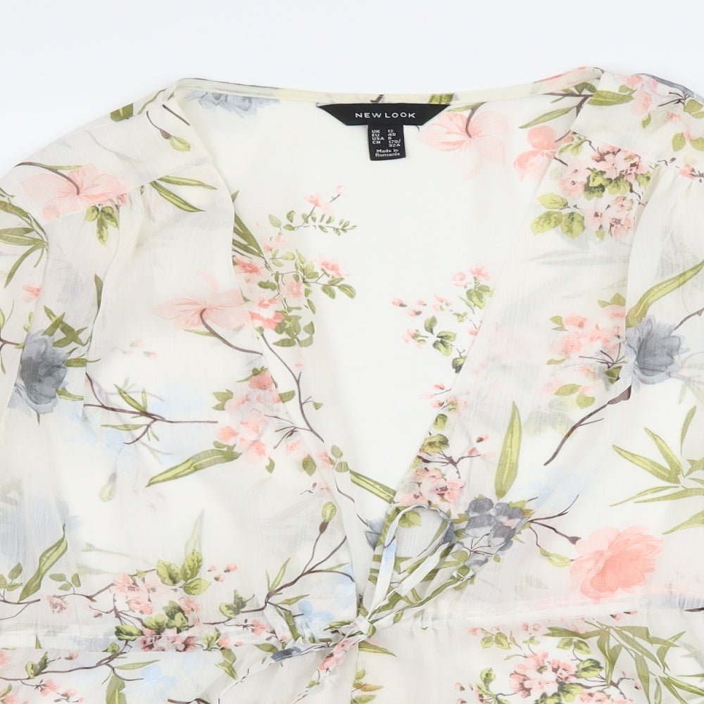 New Look Womens Ivory Floral  Basic Blouse Size 12