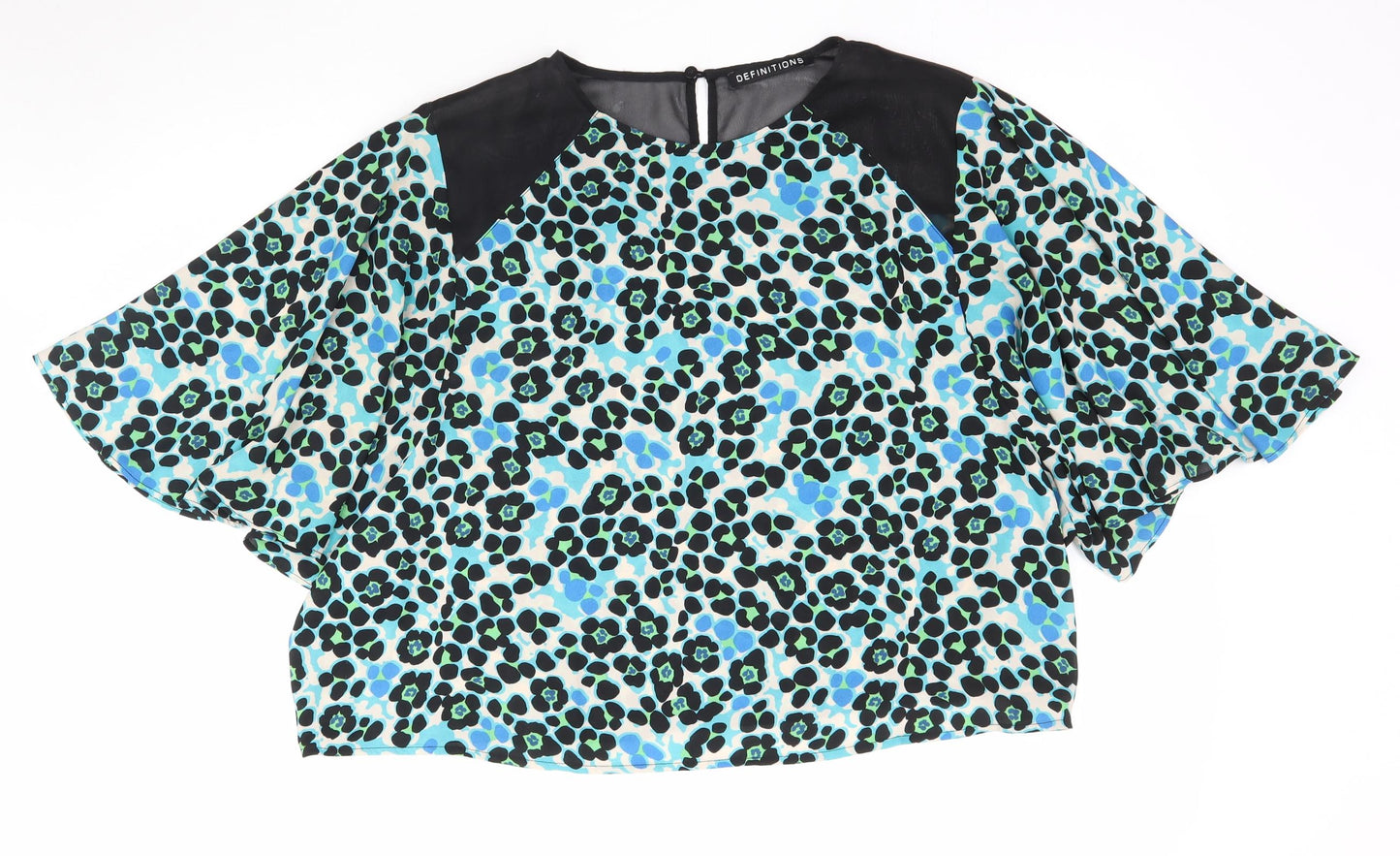 Definitions Womens Multicoloured Floral Mesh Cropped Blouse Size 22