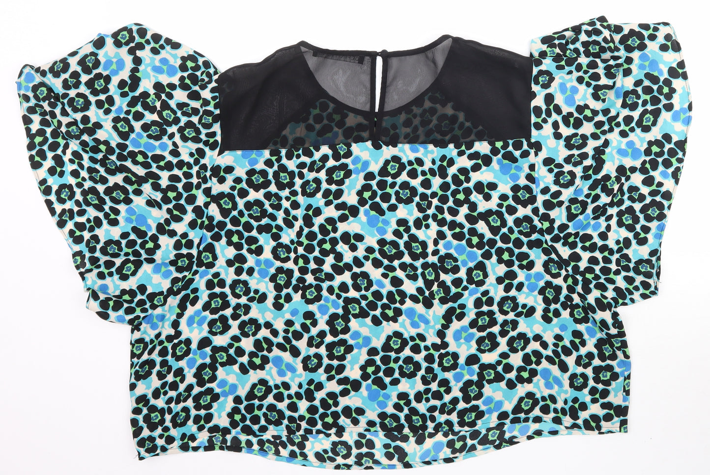 Definitions Womens Multicoloured Floral Mesh Cropped Blouse Size 22