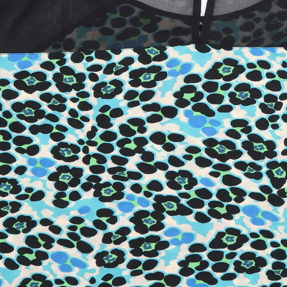 Definitions Womens Multicoloured Floral Mesh Cropped Blouse Size 22