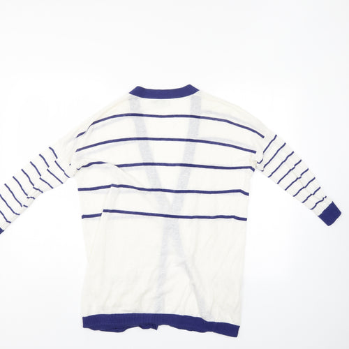 Gap Womens White Striped  Cardigan Jumper