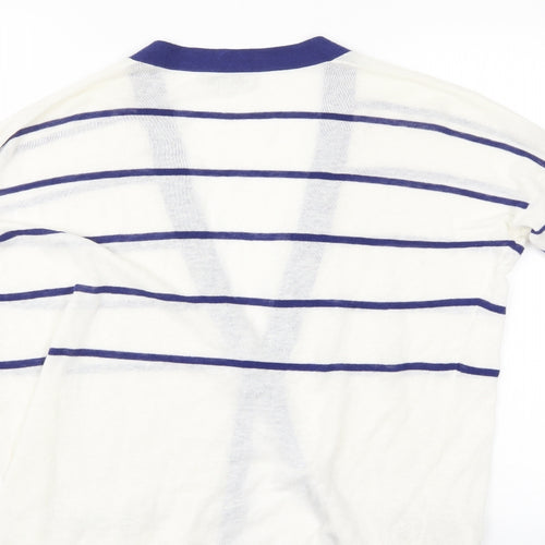 Gap Womens White Striped  Cardigan Jumper