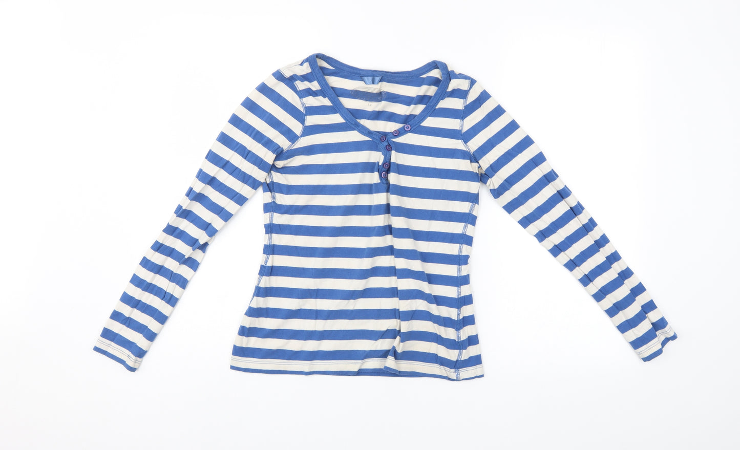 Seconda Womens Blue Striped  Pullover Jumper Size 14