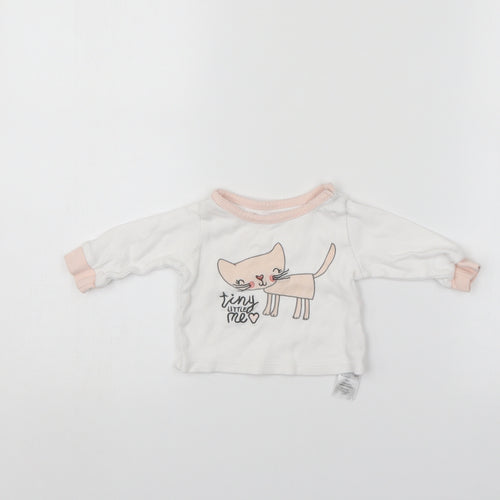 Primark Girls White   Pullover Jumper Size 3-6 Months