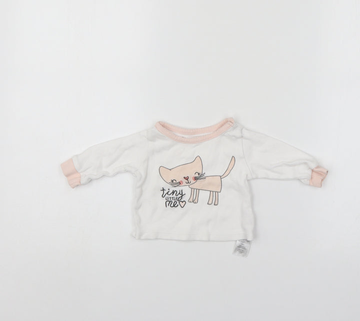Primark Girls White Pullover Jumper Size 3-6 Months