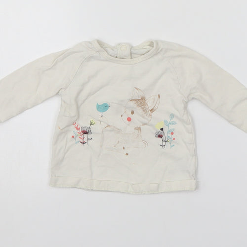 Pep & Co Girls White   Pullover Jumper Size 3-6 Months