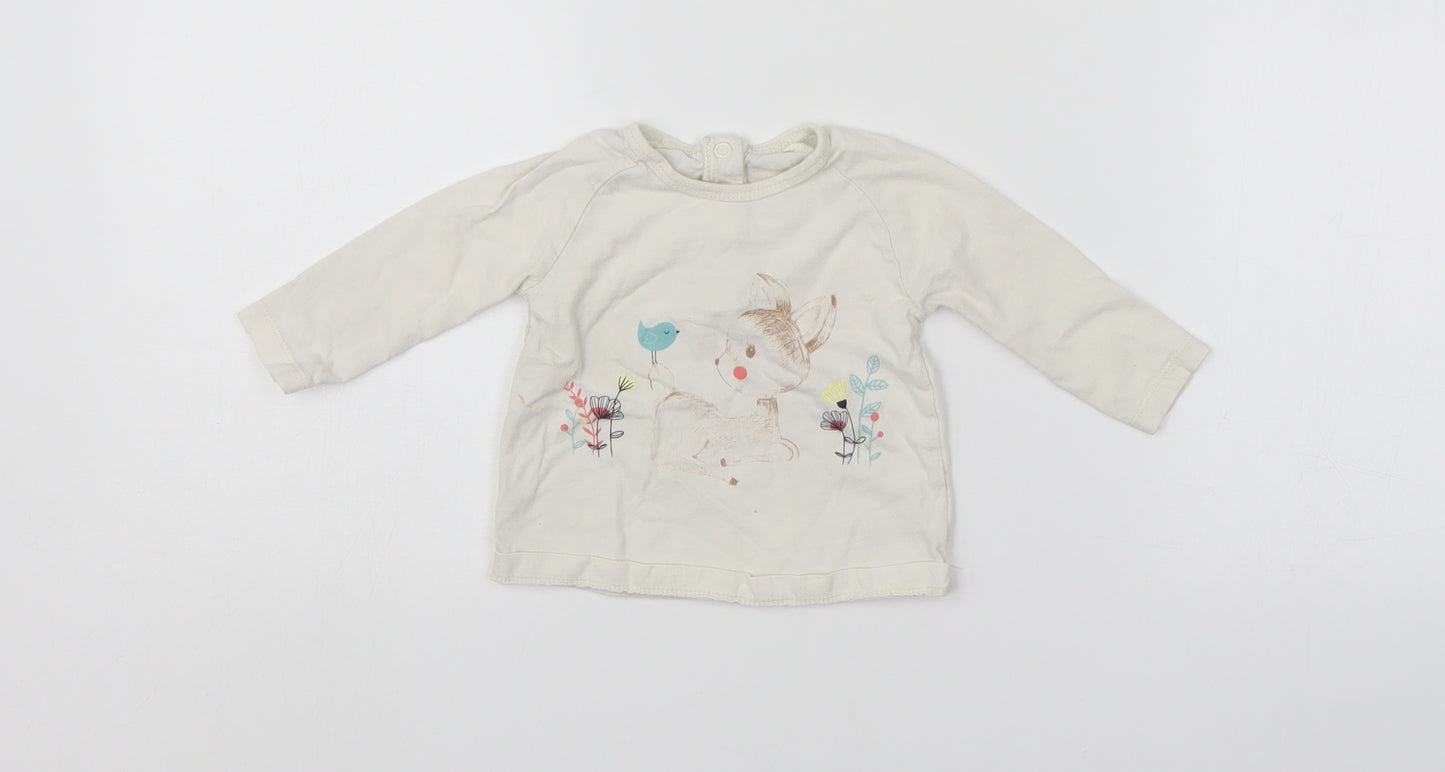 Pep & Co Girls White   Pullover Jumper Size 3-6 Months