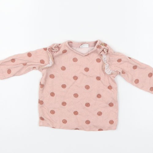 F&F Girls Pink Polka Dot  Pullover Jumper Size 0-3 Months