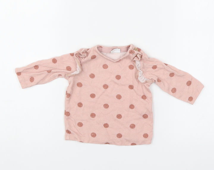 F&F Girls Pink Polka Dot Pullover Jumper Size 0-3 Months