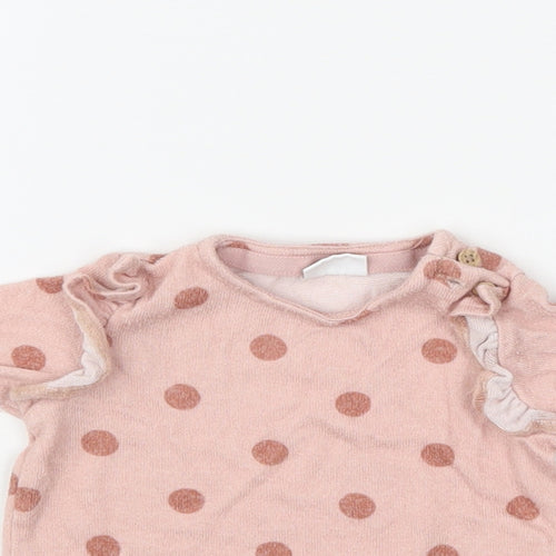 F&F Girls Pink Polka Dot  Pullover Jumper Size 0-3 Months