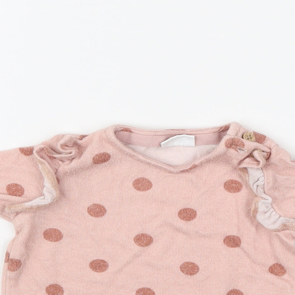 F&F Girls Pink Polka Dot  Pullover Jumper Size 0-3 Months