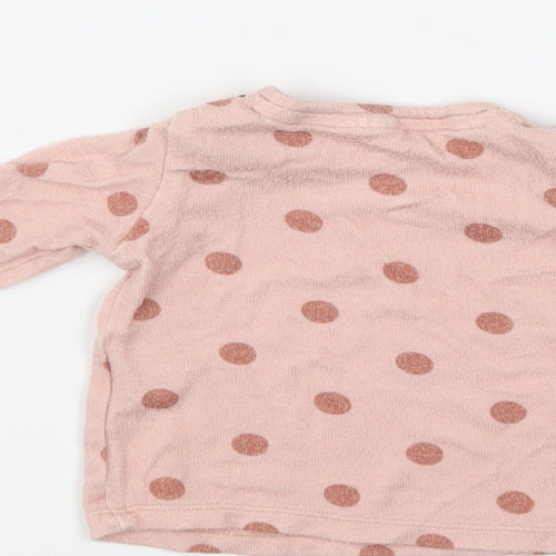 F&F Girls Pink Polka Dot  Pullover Jumper Size 0-3 Months