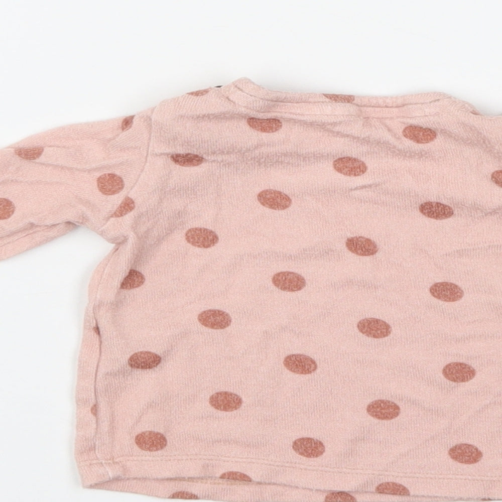 F&F Girls Pink Polka Dot  Pullover Jumper Size 0-3 Months