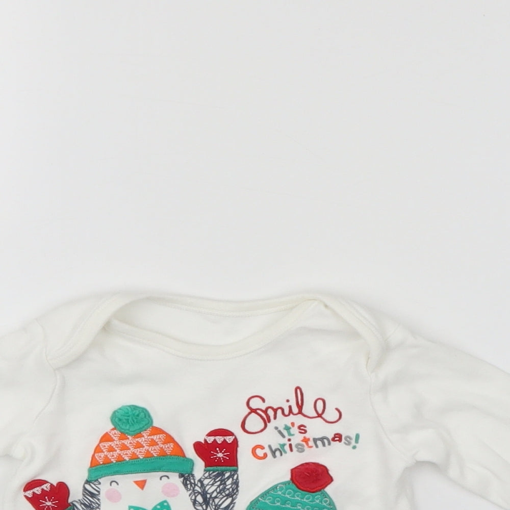 Nutmeg Girls White   Pullover Jumper Size 3-6 Months  - christmas jumper