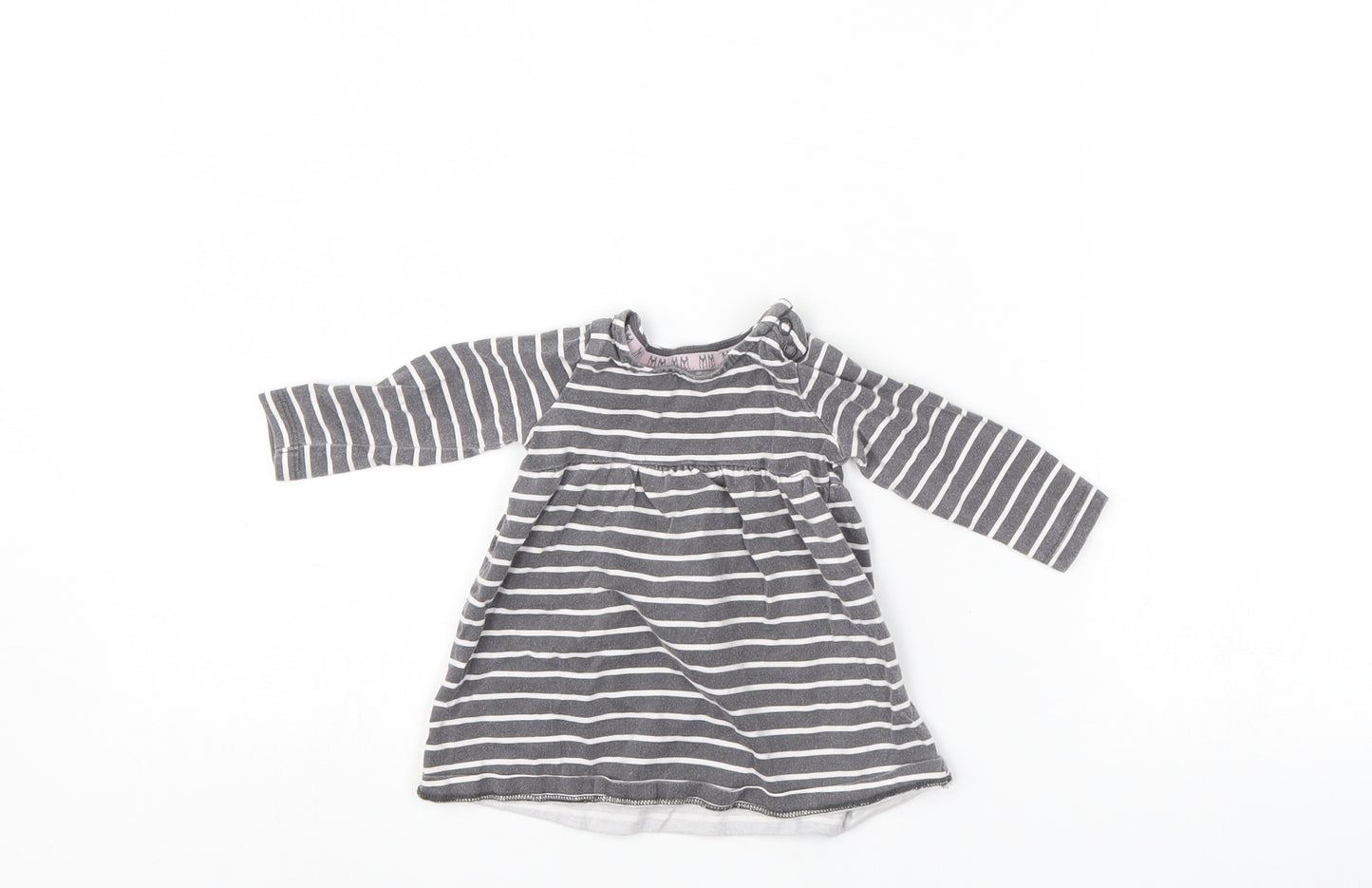 F&F Girls Grey Striped  Shift  Size 0-3 Months