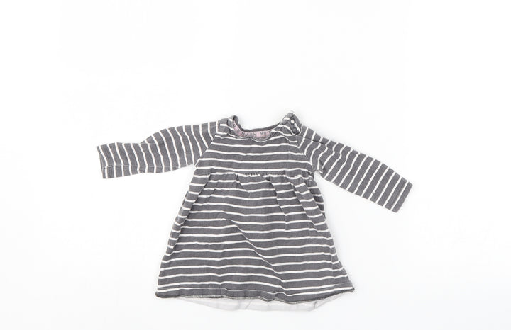 F&F Girls Grey Striped  Shift  Size 0-3 Months