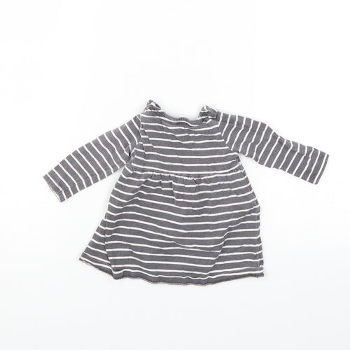 F&F Girls Grey Striped  Shift  Size 0-3 Months