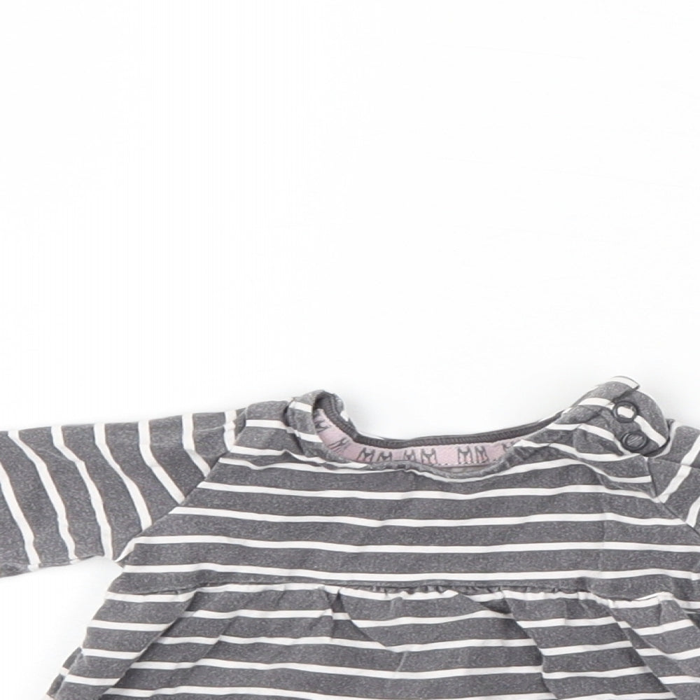 F&F Girls Grey Striped  Shift  Size 0-3 Months
