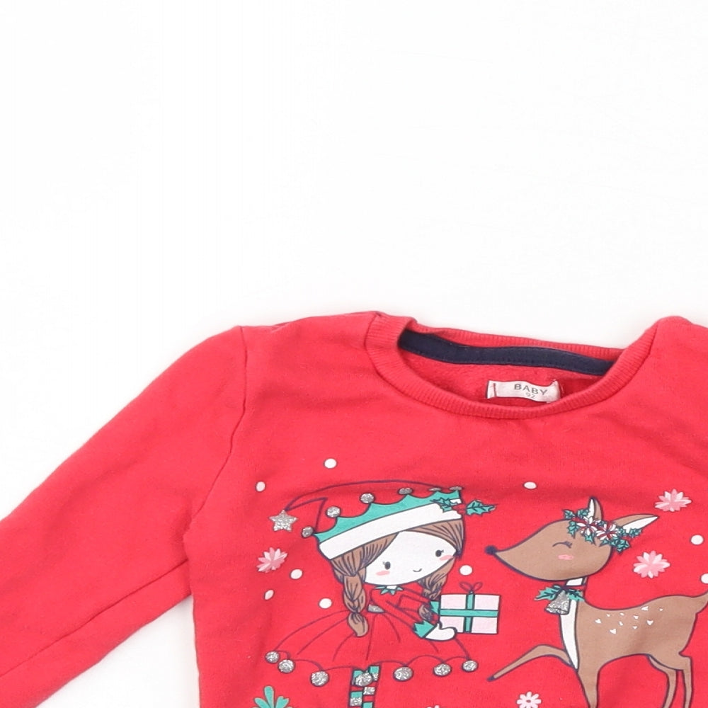 Preworn Girls Red   Pullover Sweatshirt Size 2-3 Years