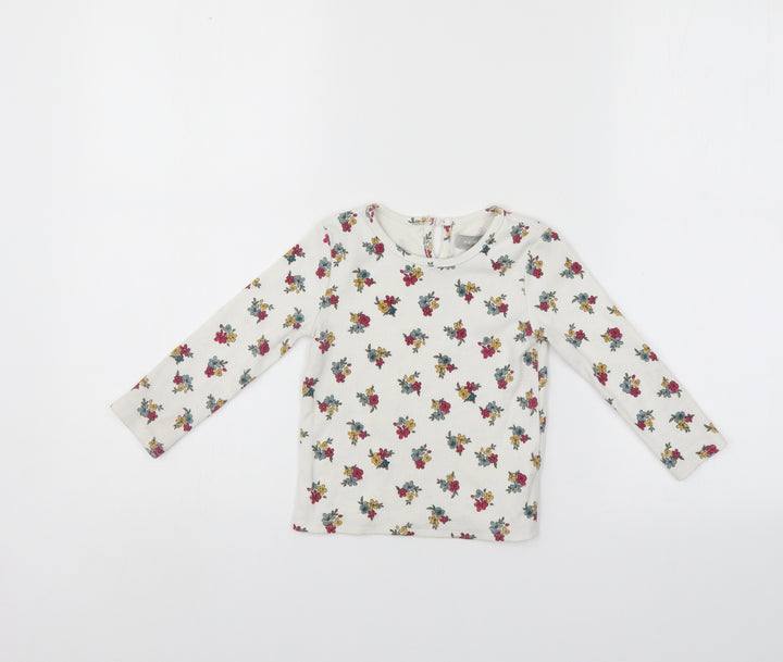 Primark Girls White Floral Pullover Jumper Size 18-24 Months