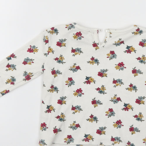 Primark Girls White Floral  Pullover Jumper Size 18-24 Months