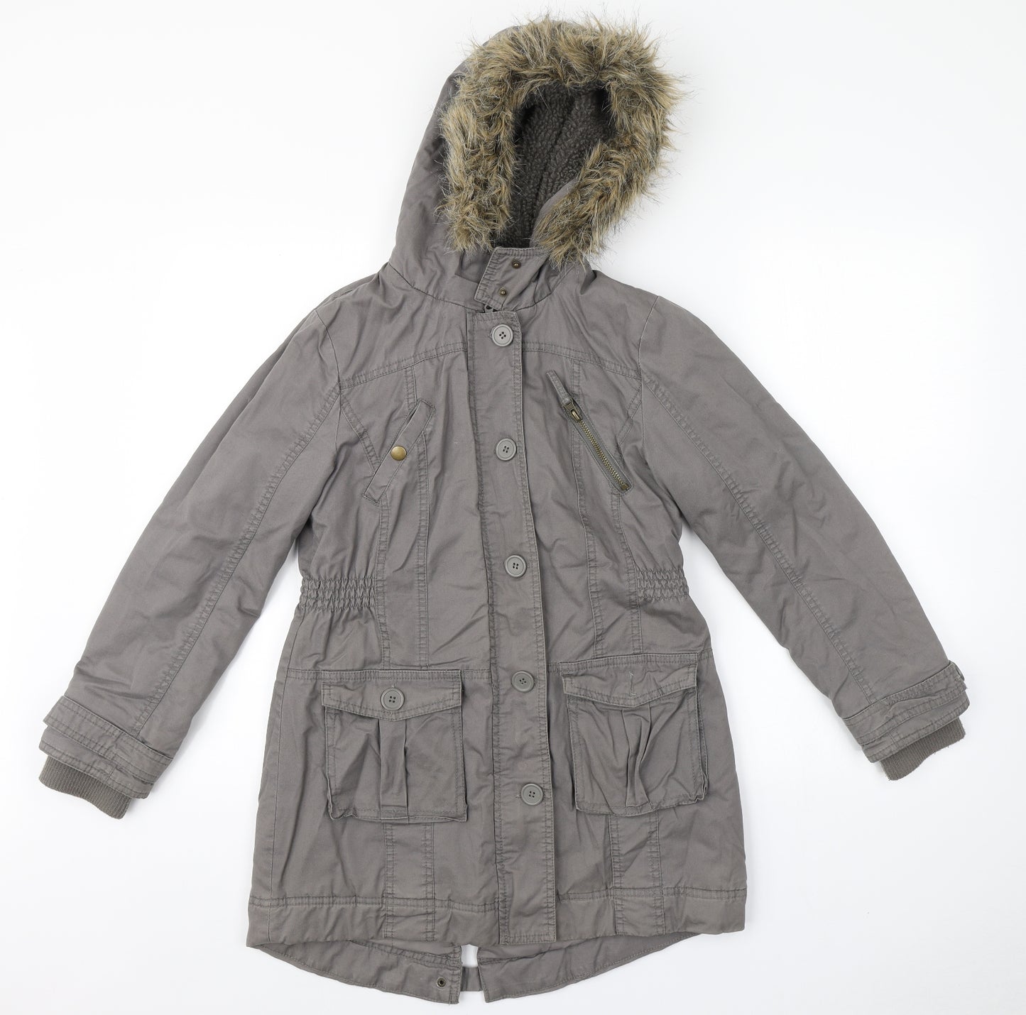 Y.D Girls Grey   Basic Coat Coat Size 11-12 Years
