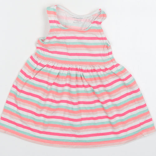 Primark Girls Pink Striped  Skater Dress  Size 9-12 Months