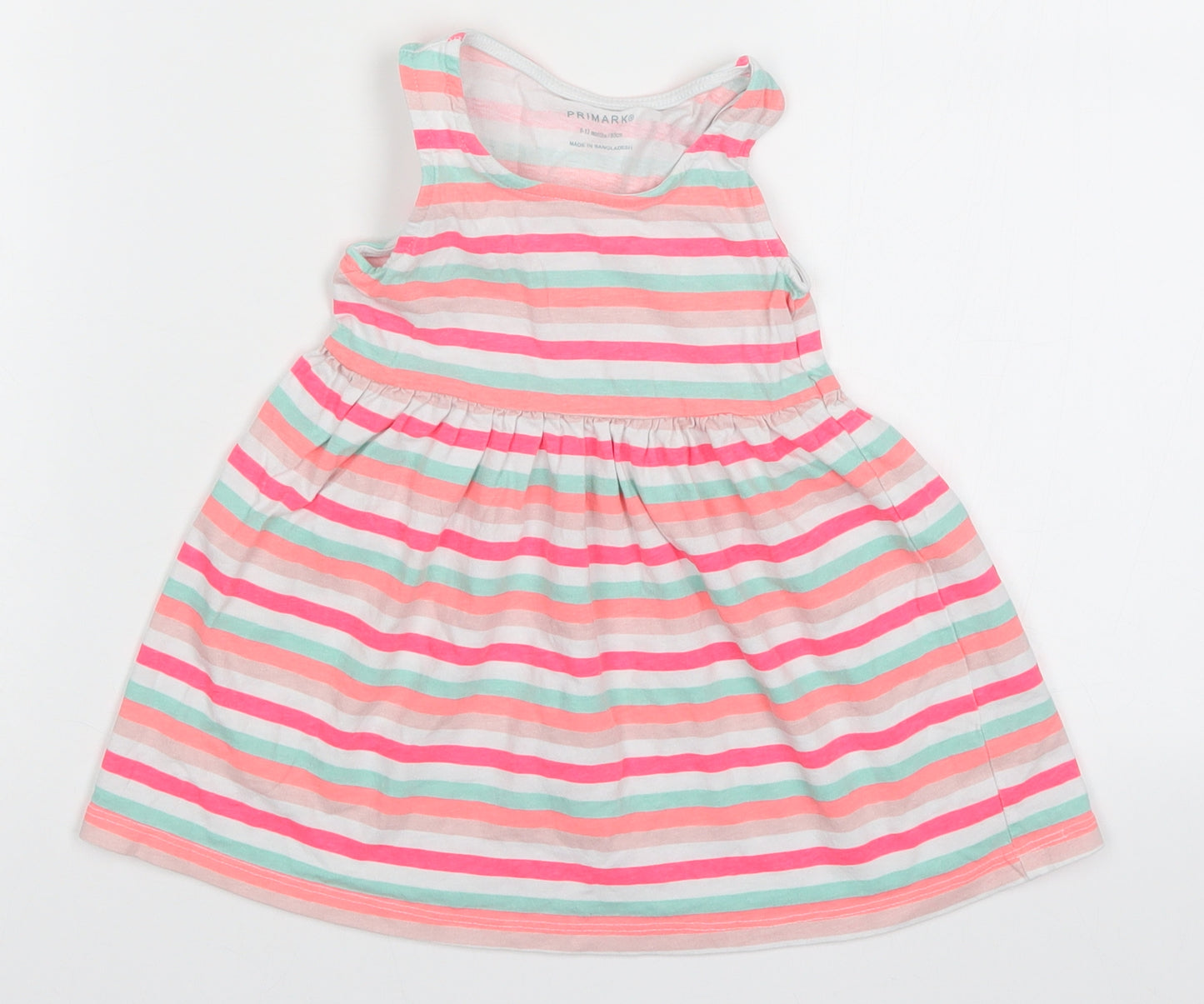 Primark Girls Pink Striped  Skater Dress  Size 9-12 Months