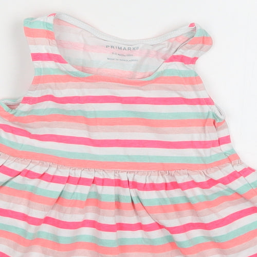 Primark Girls Pink Striped  Skater Dress  Size 9-12 Months