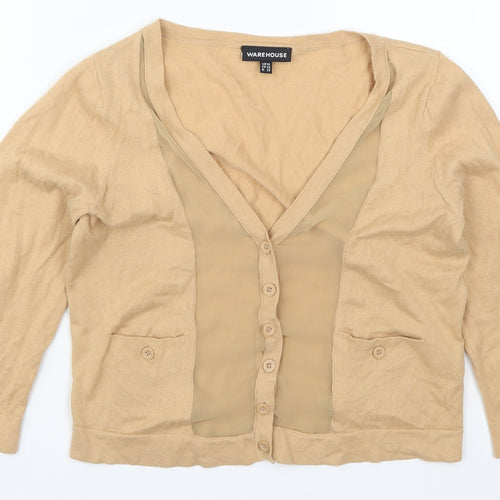 Wallis Womens Beige  Knit Cardigan Jumper Size 10