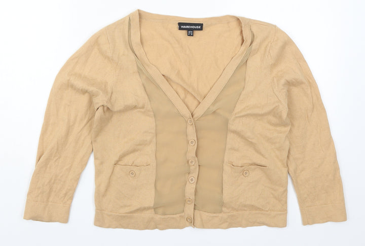 Wallis Womens Beige Knit Cardigan Jumper Size 10