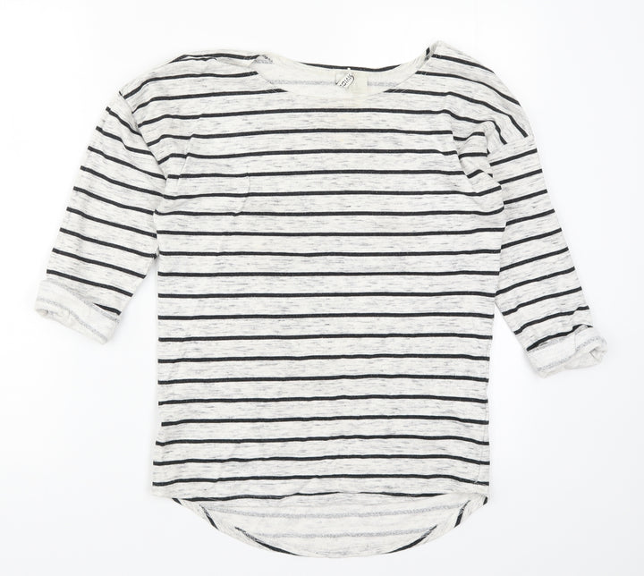 H&M Womens Grey Striped  Pullover Sweatshirt Size XS