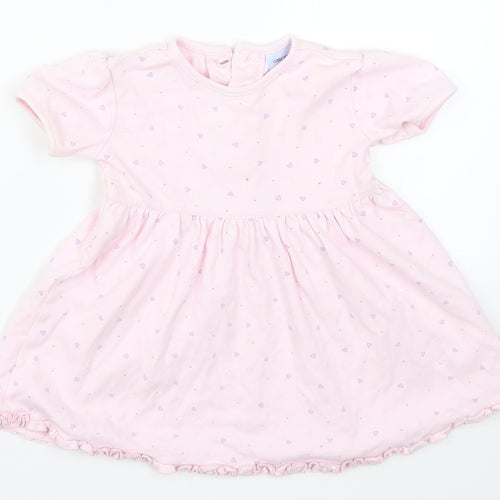 Cherokee Girls Pink Geometric  Skater Dress  Size 9-12 Months  - Love Hearts
