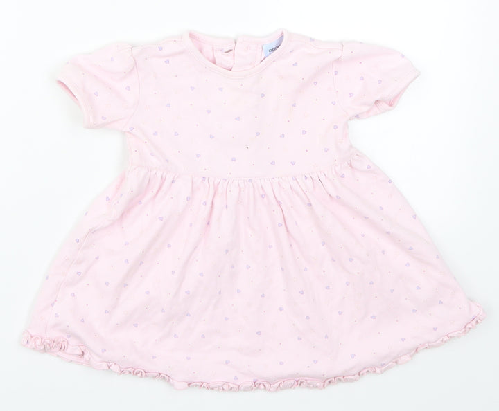 Cherokee Girls Pink Geometric Skater Dress Size 9-12 Months - Love Hearts