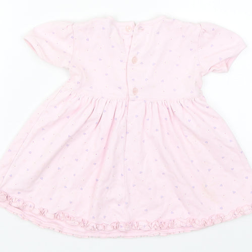 Cherokee Girls Pink Geometric  Skater Dress  Size 9-12 Months  - Love Hearts