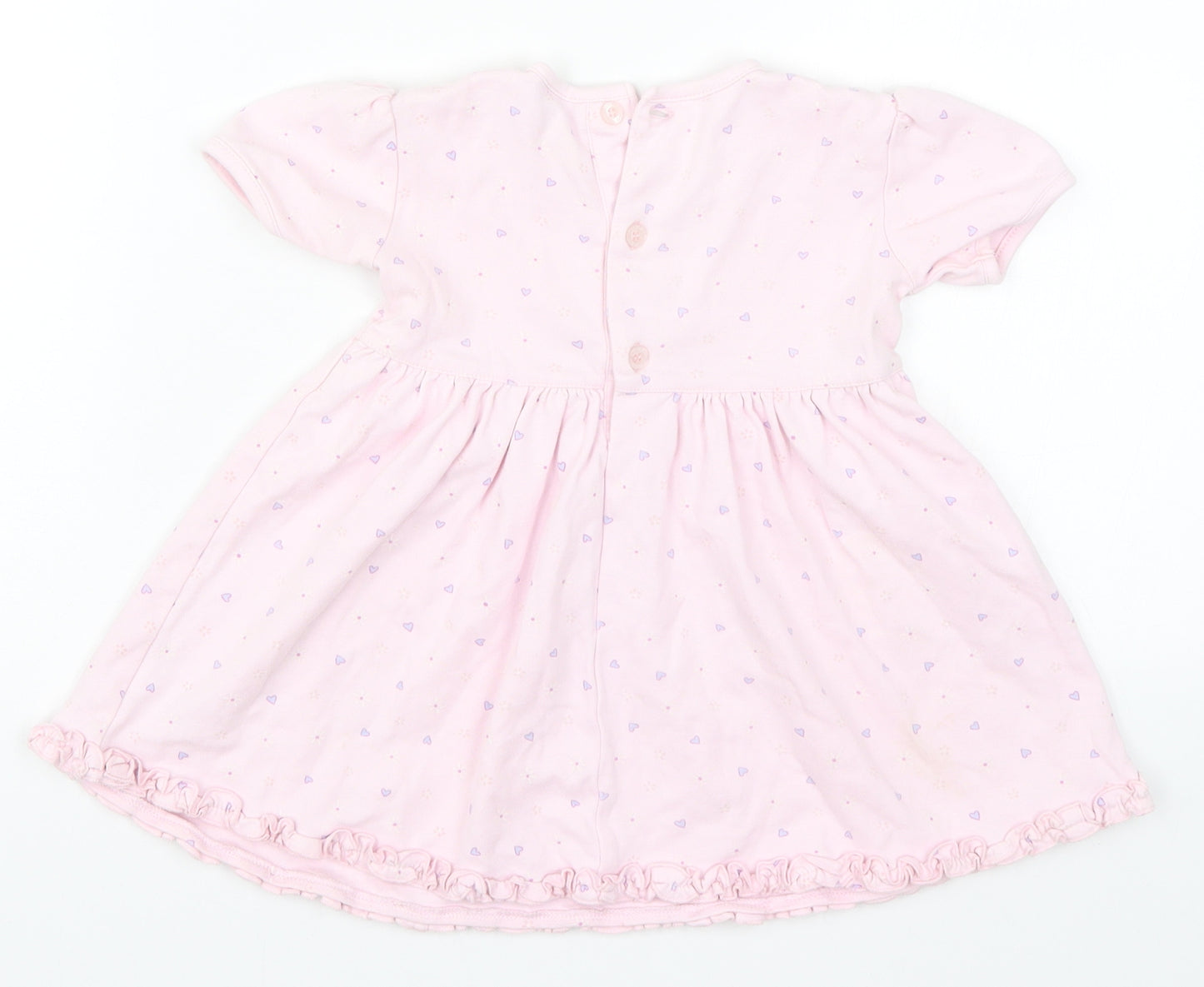 Cherokee Girls Pink Geometric  Skater Dress  Size 9-12 Months  - Love Hearts