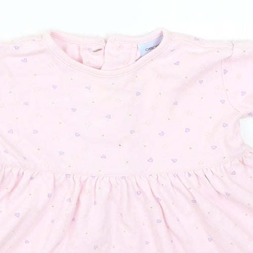 Cherokee Girls Pink Geometric  Skater Dress  Size 9-12 Months  - Love Hearts
